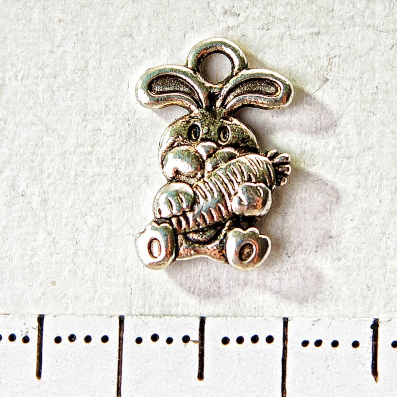 Furnitura jubilerska - Wisiorek Królik z Marchewką, 14 mm, masa 20 g, ±22 szt.