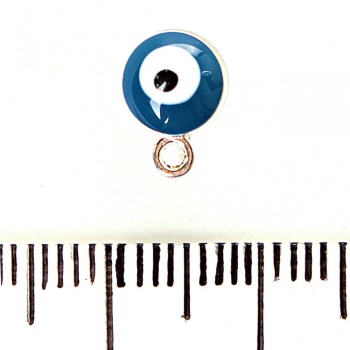 Furnitura jubilerska – Zawieszka «Hamsa», ciemnoniebieski, metal srebrzysty, 6 mm, opakowanie 12 szt.