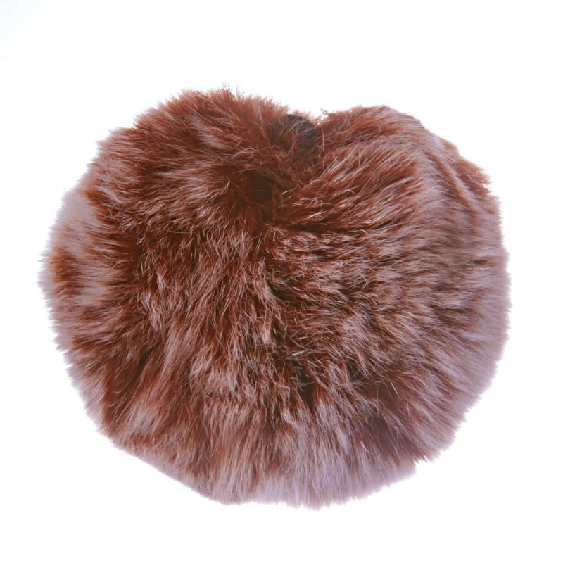 Brelok-pompon na gumce z naturalnego futra, 5 cm, brązowy
