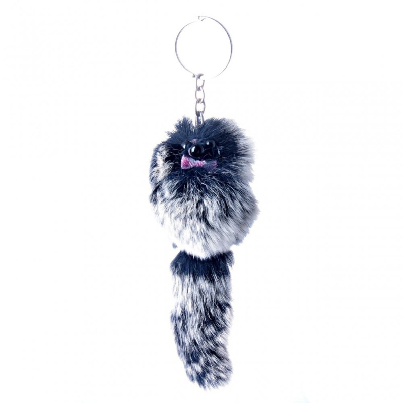 Brelok-pompon z naturalnego futra na gumce, futrzany zwierzak, 15 cm