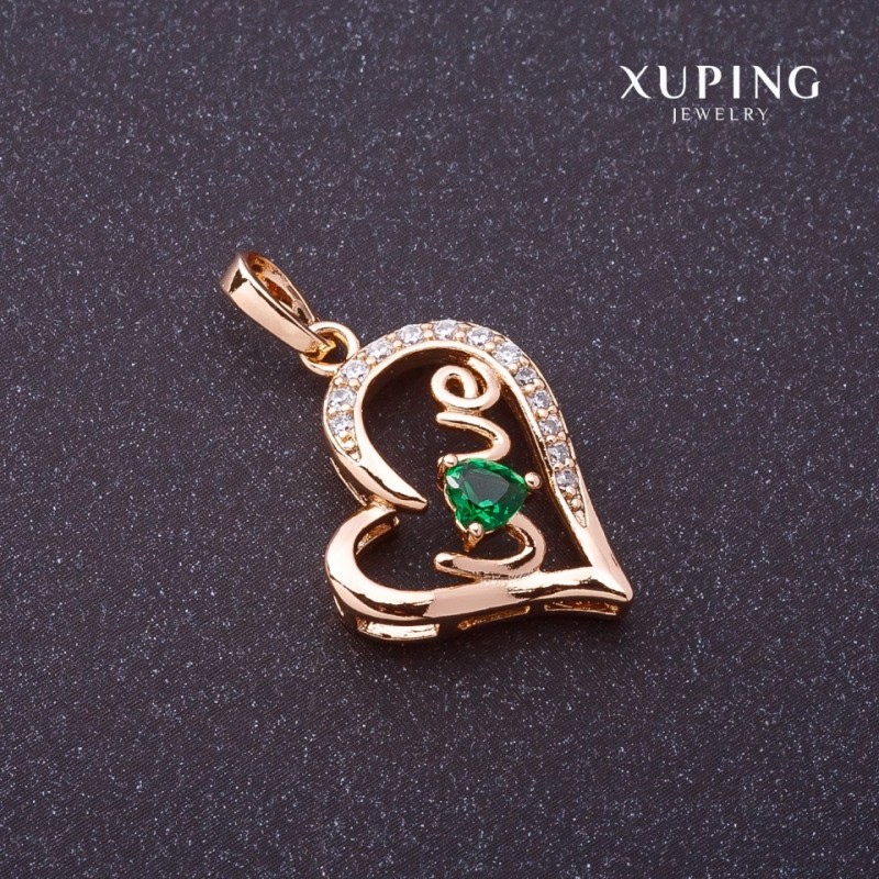 Wisiorek Xuping Love z zielonym kamieniem, kolor złoty, 27×16 mm