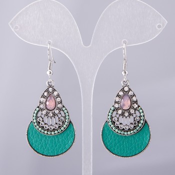 Kolczyki „Kropla” seria Handmade, zielony - 40×25 mm, długość 5,5 cm