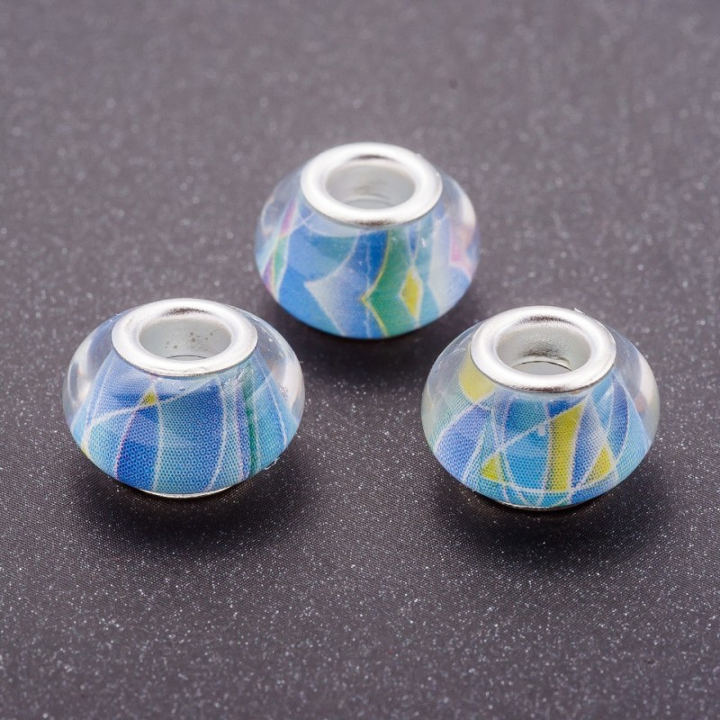 Koralik Pandora niebieski, plastikowy, średnica 13 mm, średnica otworu 5 mm, opakowanie 11 szt.