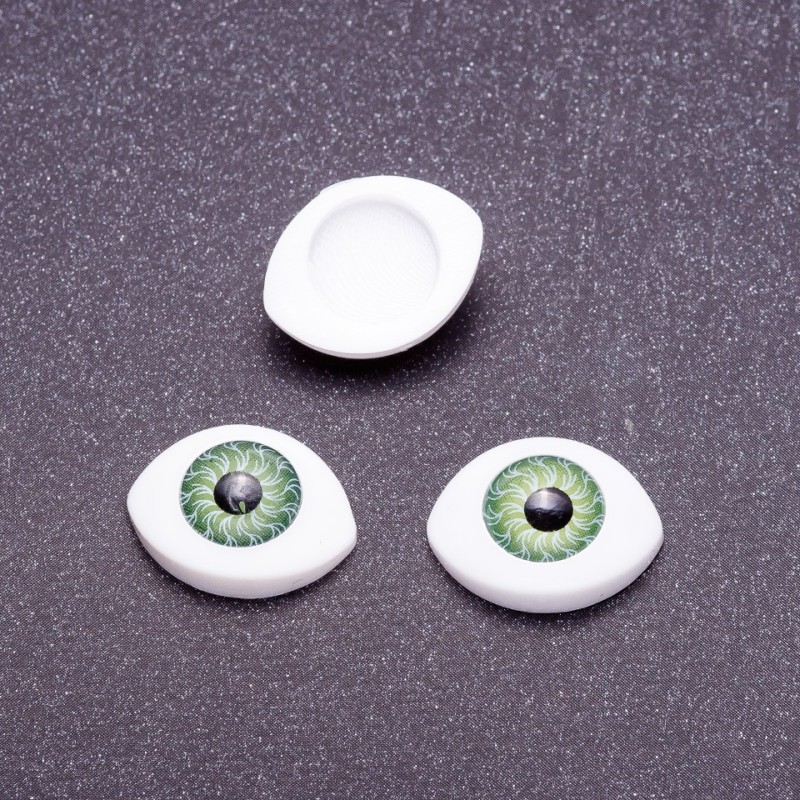 Okucia „Żywe oczy” para, kolor zielony, źrenica, średnica 8 mm, 11×14 mm, fas. 50 par
