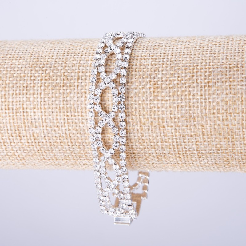 Bransoletka z cyrkoniami «Kłos», długość 20 cm, szerokość 14 mm