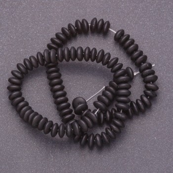 Koraliki z szungitu na nici (sztuczny) gładkie rondelki, średnica 10x4,5 mm, długość około 38 cm