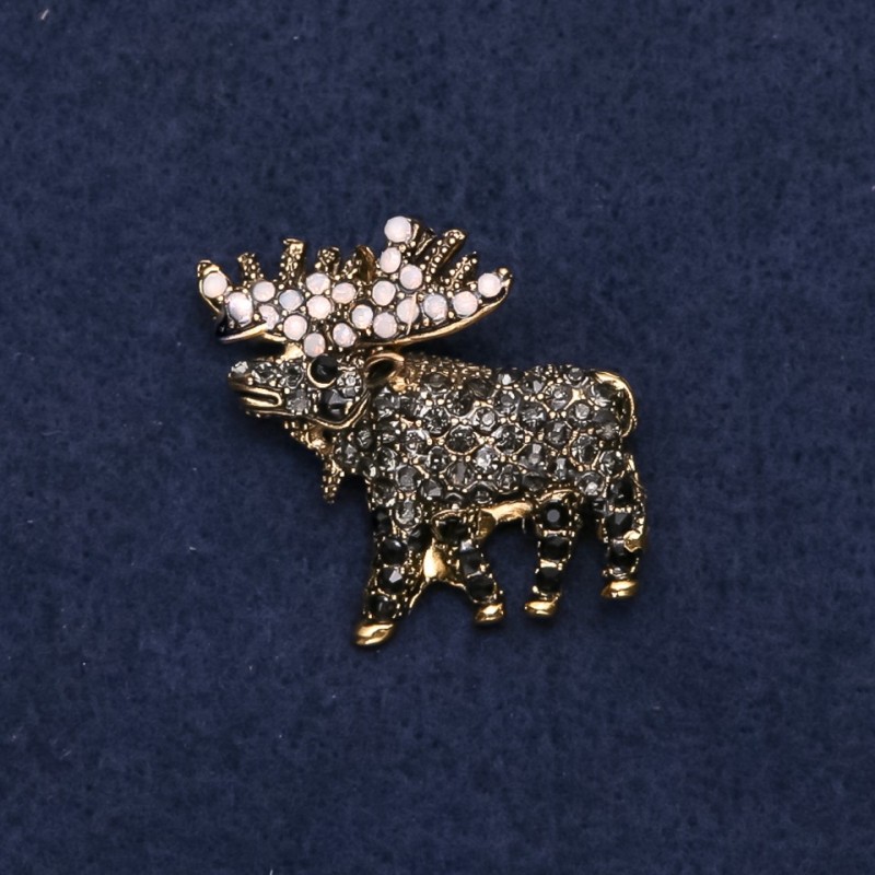 Broszka „Talizman myśliwego Łoś” 3×3 cm żółty metal