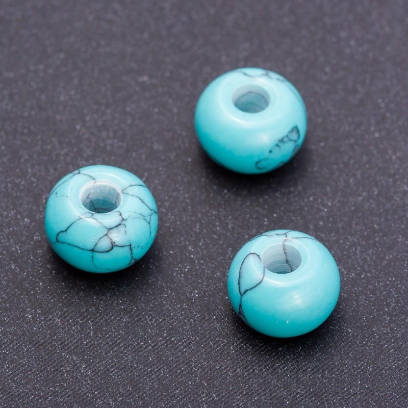 Koralik Pandora Turkusowy 14x10 mm, średnica otworu 5 mm