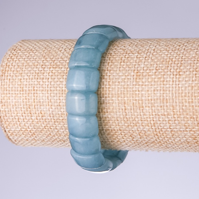 Bransoletka z akwamarynu, ogniwo 15×11 mm, na elastycznej gumce