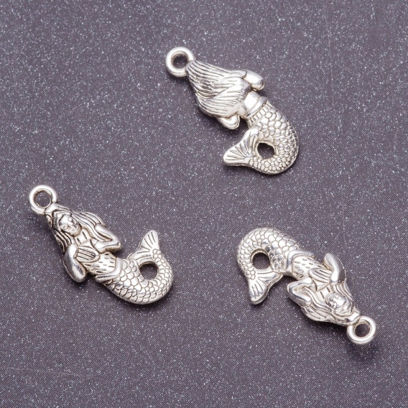 Okucia jubilerskie: wisiorek Syrena 12×23 mm, metal szary, fas. 20 g +/- 11 szt.