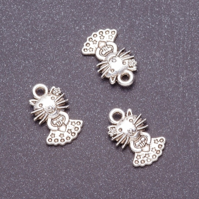 Zawieszka do biżuterii «Kicia», średnica 10 mm, długość 17 mm, opakowanie 20 g ± 21 szt.