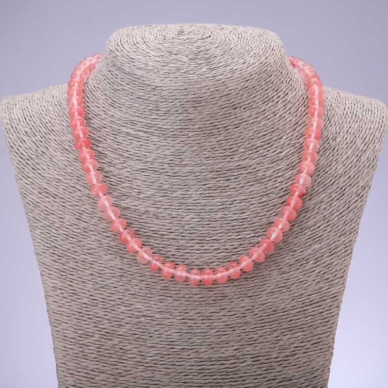 Naszyjnik z naturalnego chalcedonu, gładki rondel, średnica 8×5 mm, długość 45 cm