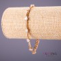 Bransoletka Xuping z białymi kamieniami, długość 18–20 cm, grubość 5 mm, kolor złoty