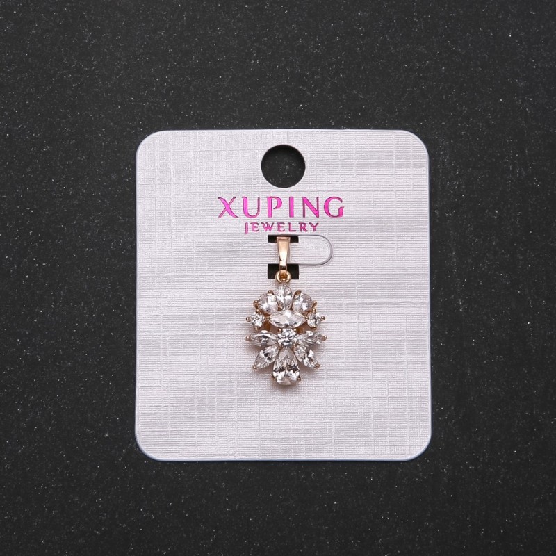 Wisiorek Xuping z białymi kamieniami, średnica 18×13 mm, długość 2,3 cm, kolor złoty