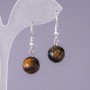 Kolczyki z naturalnego kamienia – sokole oko, gładka kulka, średnica 14 mm, długość 3 cm