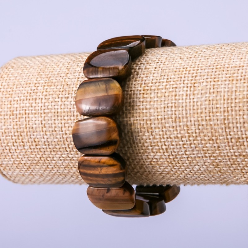 Bransoletka z naturalnego kamienia – Tygrysie oko, 18×13 mm, obwód 18 cm, na elastycznej gumce
