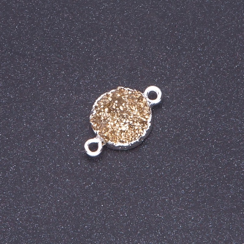 Konektor złoty „Druza” z akrylu w kolorze srebra, średnica 14 mm, grubość 3 mm