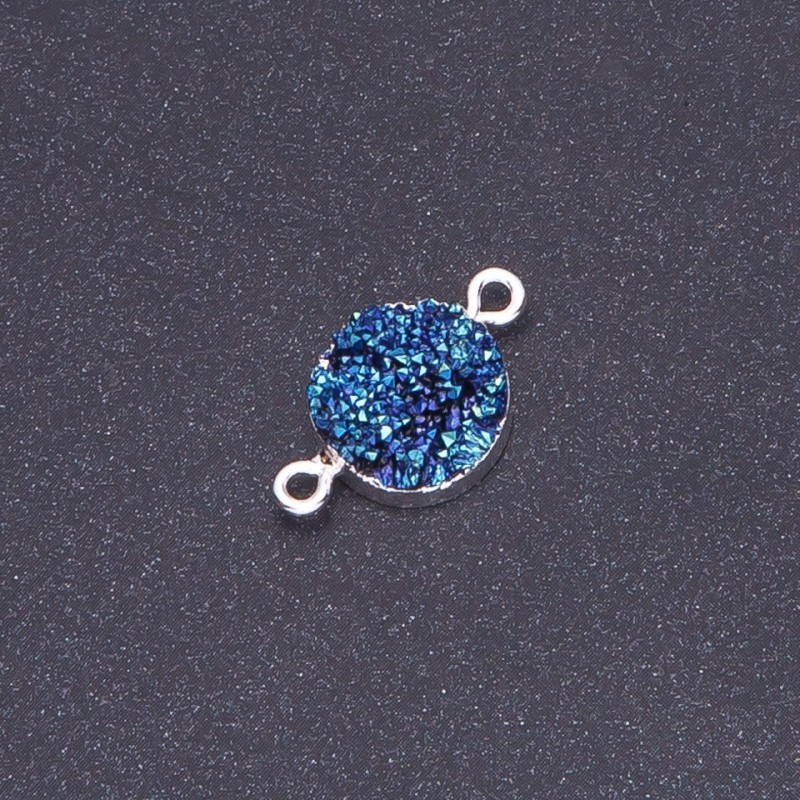 Konektor Niebieski kosmos «Druza» akryl «srebro», średnica 14 mm, grubość 3 mm