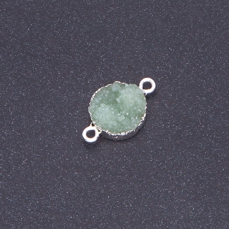 Konektor jasnozielony «Druza» akryl «srebro», średnica 14 mm, grubość 3 mm