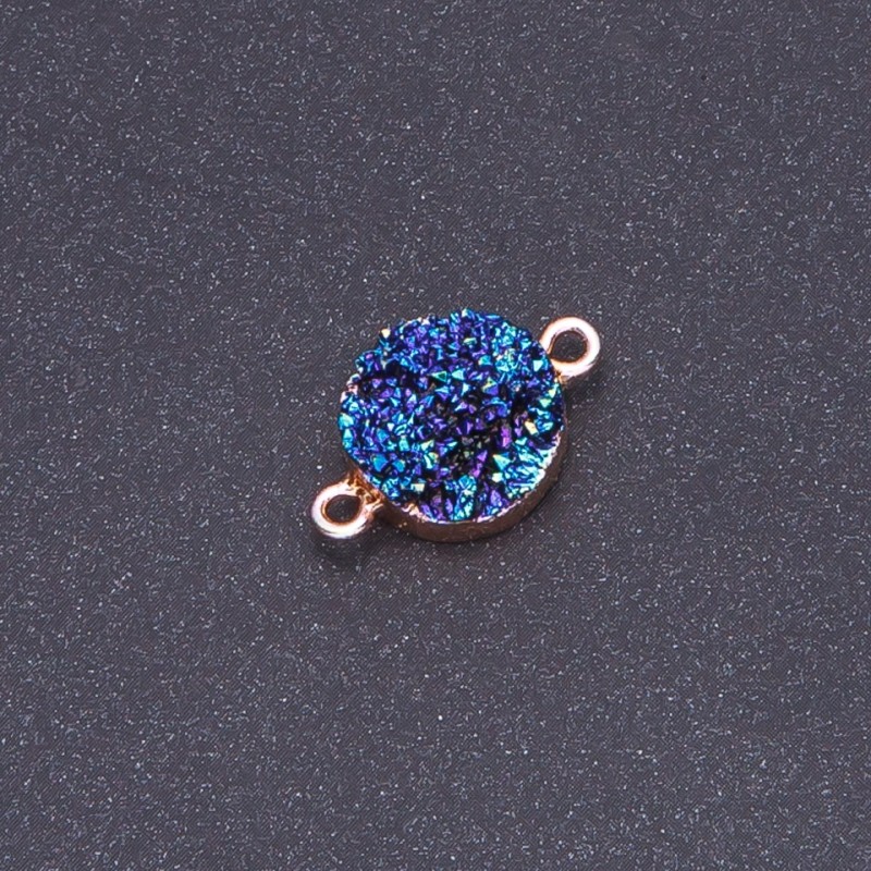 Konektor niebieski «kosmos» «Druza» akryl «złoto», średnica 14 mm, długość 3 mm