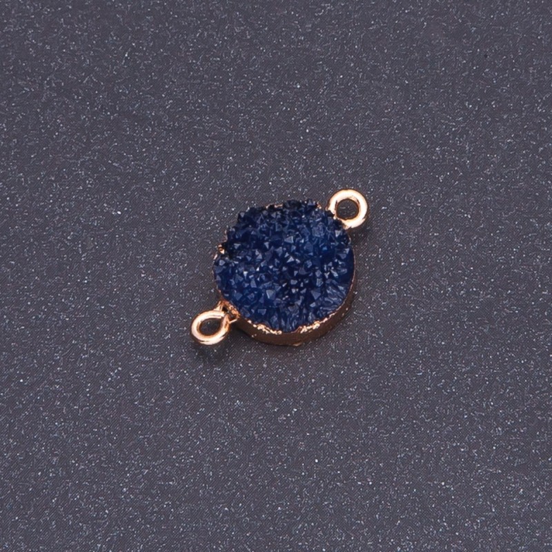 Konektor ciemnoniebieski „druza” akryl „złoto”, średnica 14 mm, długość 3 mm