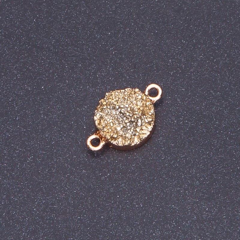 Konektor akrylowy w kolorze złota „Drusa”, średnica 14 mm, długość 3 mm