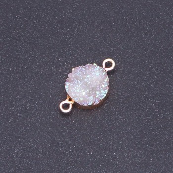 Konektor biały kosmos «Druza» akryl «złoto», średnica 14 mm, grubość 3 mm