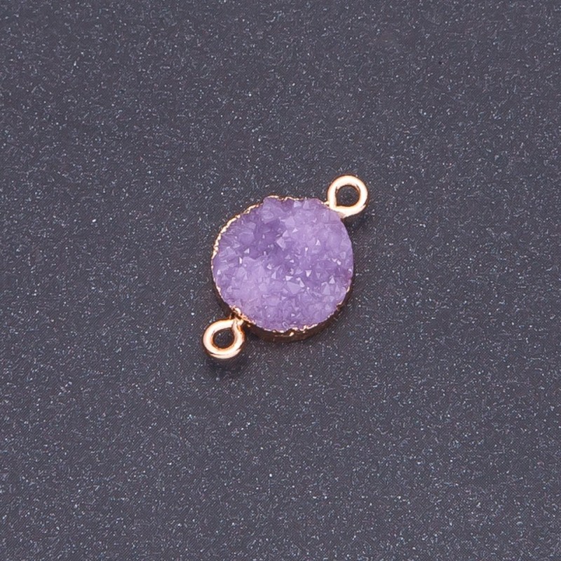 Konektor liliowy „Druza” z akrylu w kolorze złotym, średnica 14 mm, długość 3 mm