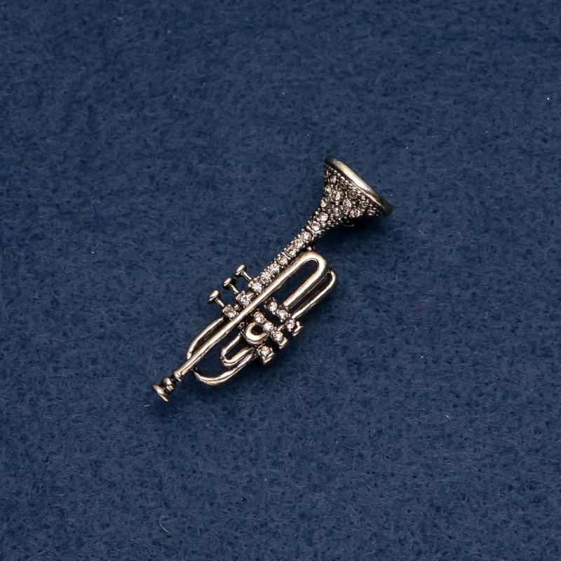 Broszka muzyczna „Trąba” 48×16 mm, kolor brązu
