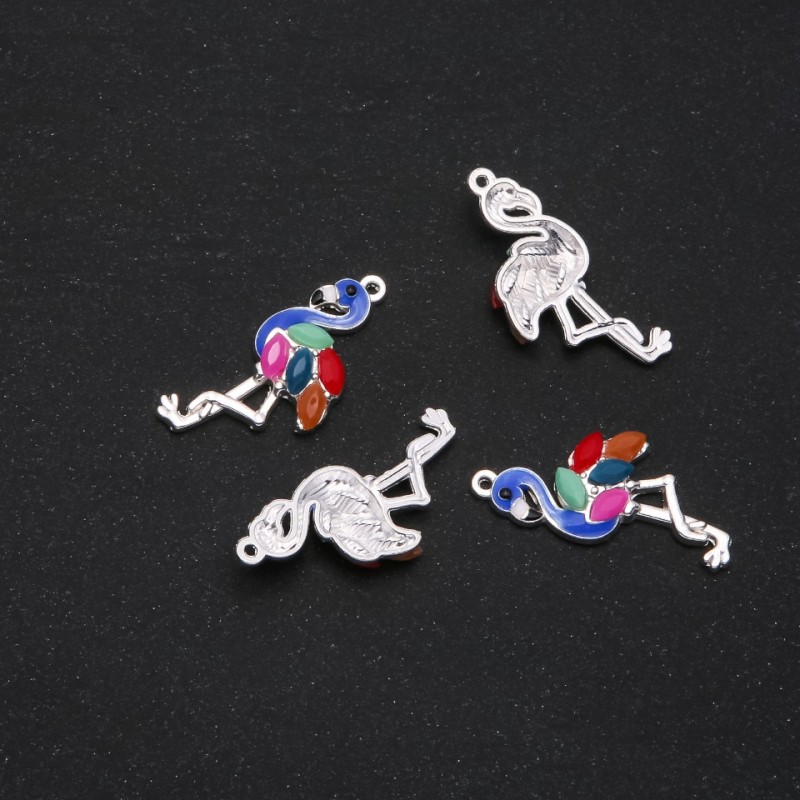 Furnitura jubilerska – Zawieszka Flamingo, emalia niebieska, szyjka 30×14 mm, op. 4 szt.