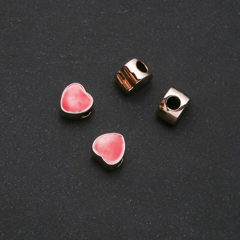 Wstawka-serce Pandora 11×11 mm, otwór 4,5 mm, wykończenie żółtym metalem, zestaw 4 szt.