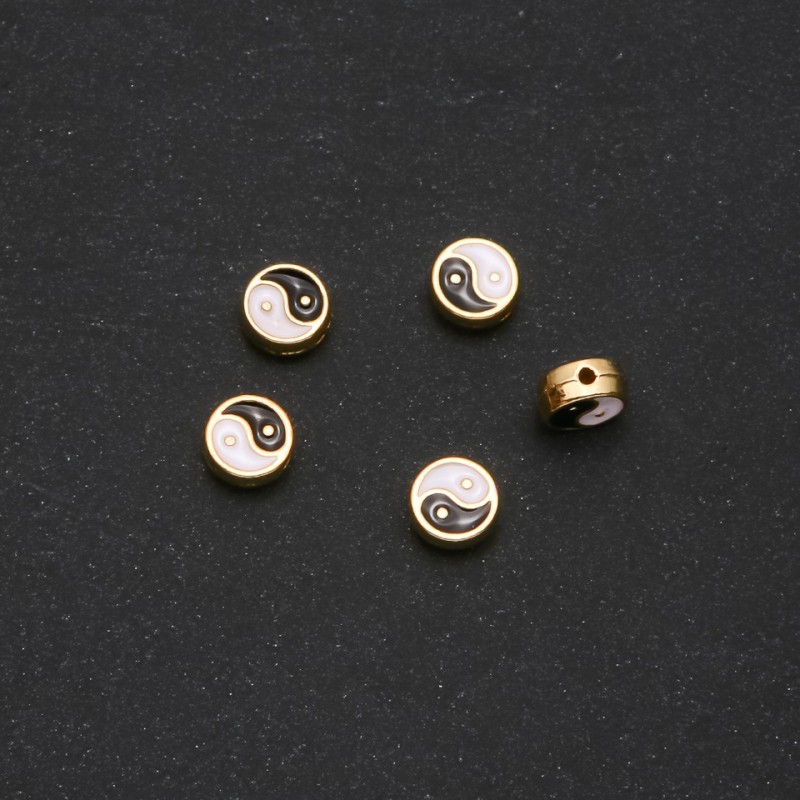 Okucia - wkładka Yin-Yang 9×4 mm, opakowanie 5 szt., metal żółty