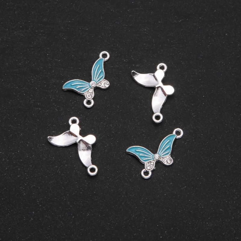 Konektor motyl z błękitną emalią, 24×12 mm, zestaw 4 szt.