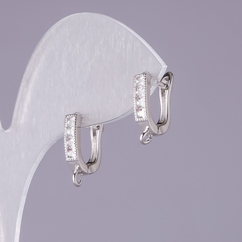Uszka do kolczyków 14×3 mm z ścieżką z cyrkoniami