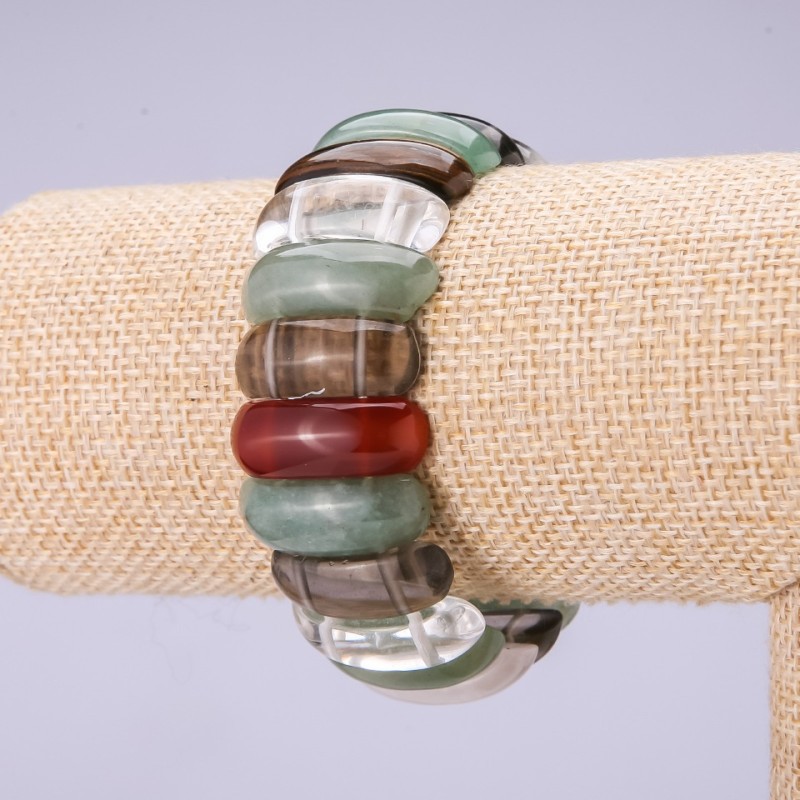 Bransoletka z mieszanki kamieni naturalnych, ogniwa 25×10 mm
