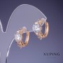 Kolczyki Xuping z białymi kryształami 17×8 mm «pozłacane 18K»