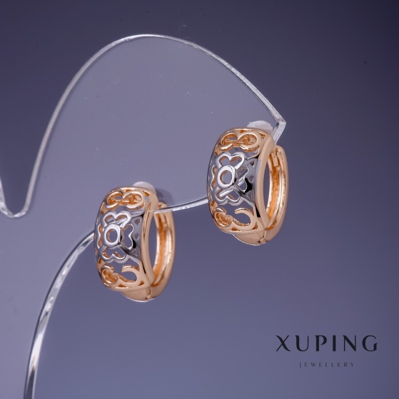 Kolczyki Xuping 8×15 mm, pozłacane 18K i rodowane