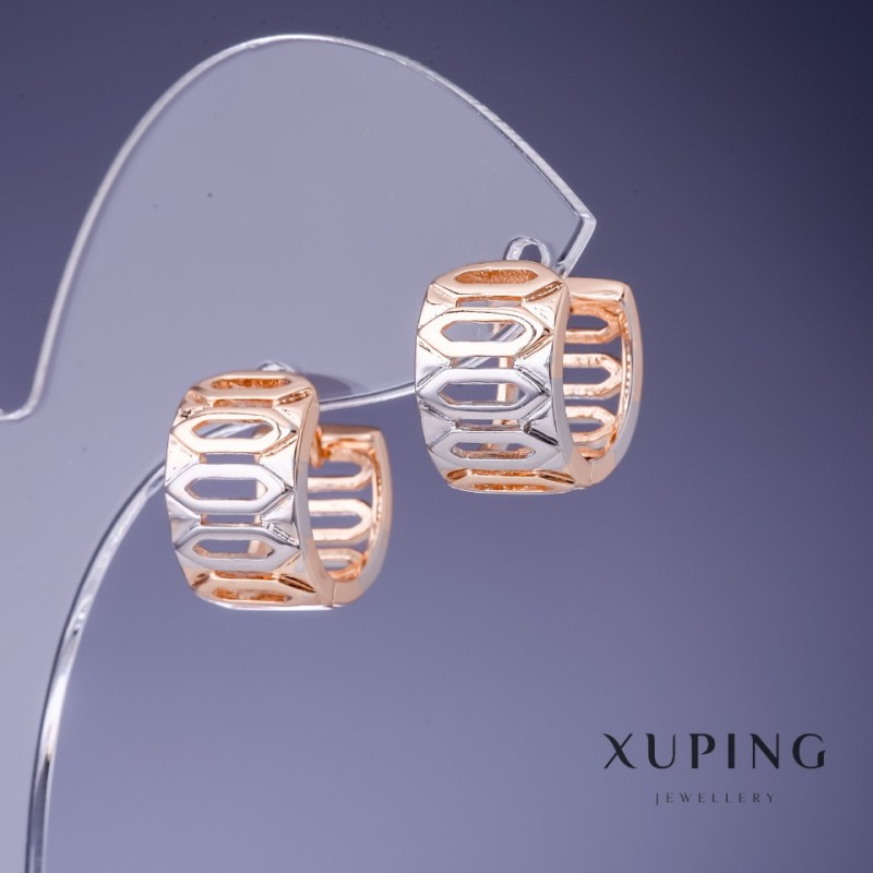 Kolczyki Xuping 9×15 mm — pozłacanie 18K i rodowanie