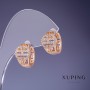 Kolczyki Xuping 13×10 mm „pozłacane 18K” z białymi strassami
