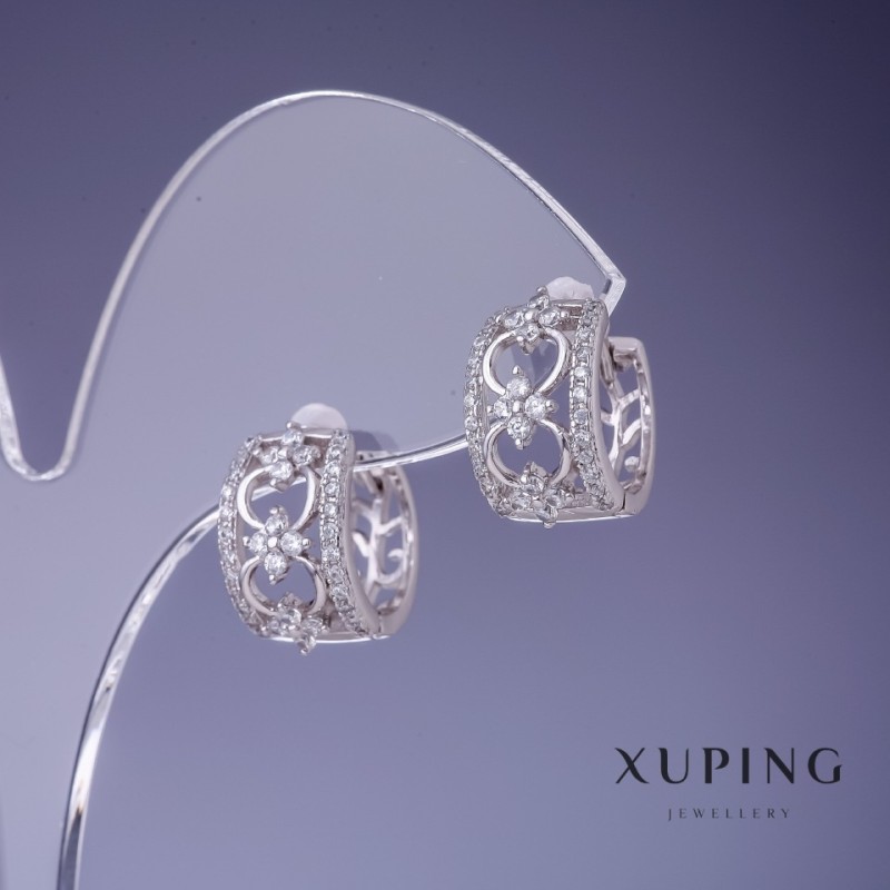 Kolczyki Xuping z filigranem 13×8 mm rhodiowane