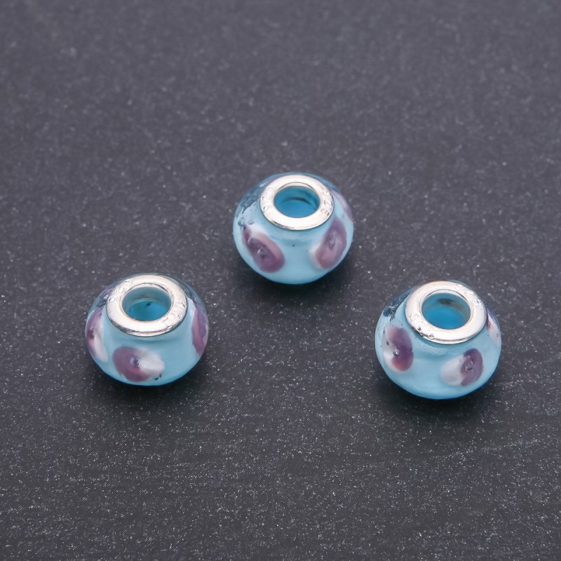 Koralik Pandora z plastiku, średnica 14×10 mm, średnica otworu 4,5 mm, zestaw 6 szt.
