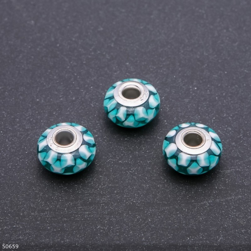Koralik Pandora plastikowy, średnica 15×8 mm, średnica otworu 4,5 mm, opakowanie 3 szt.