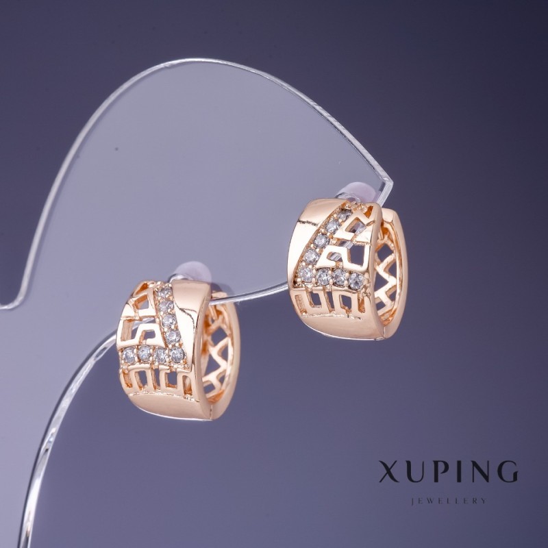 Kolczyki Xuping 8×14 mm «pozłocenie 18K» z białymi cyrkoniami