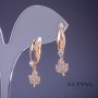 Kolczyki Xuping „Liście” z białymi kryształami 25×5 mm „złocenie 18K”