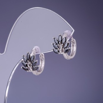 Kolczyki Xuping z czarnymi cyrkoniami 14x10 mm rodowane