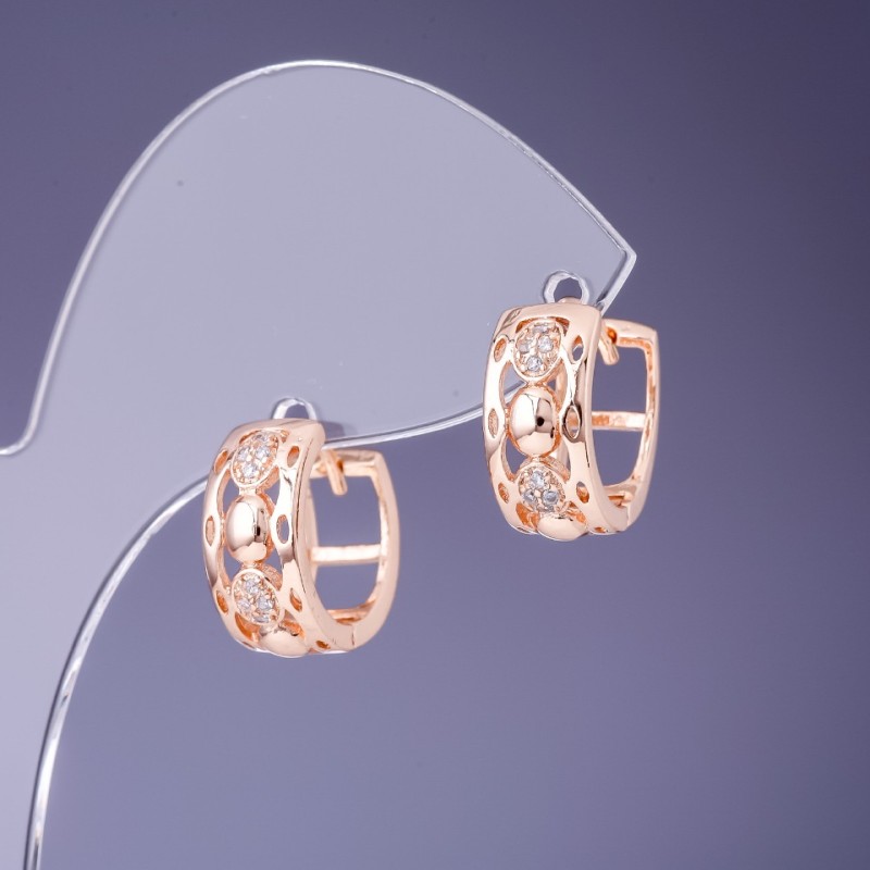 Kolczyki Xuping 7×14 mm «pozłacane 18K» z białymi cyrkoniami