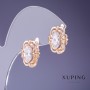 Kolczyki Xuping z białą cyrkonią 15×11 mm – złocenie 18K