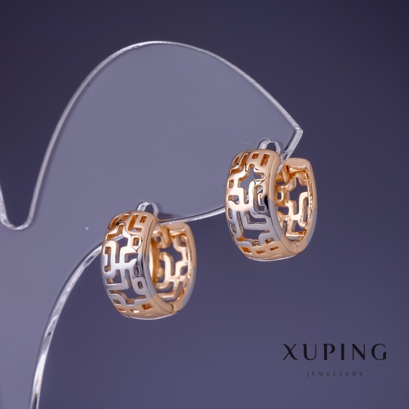Kolczyki Xuping 14×7 mm z pozłotą 18K i rodowaniem