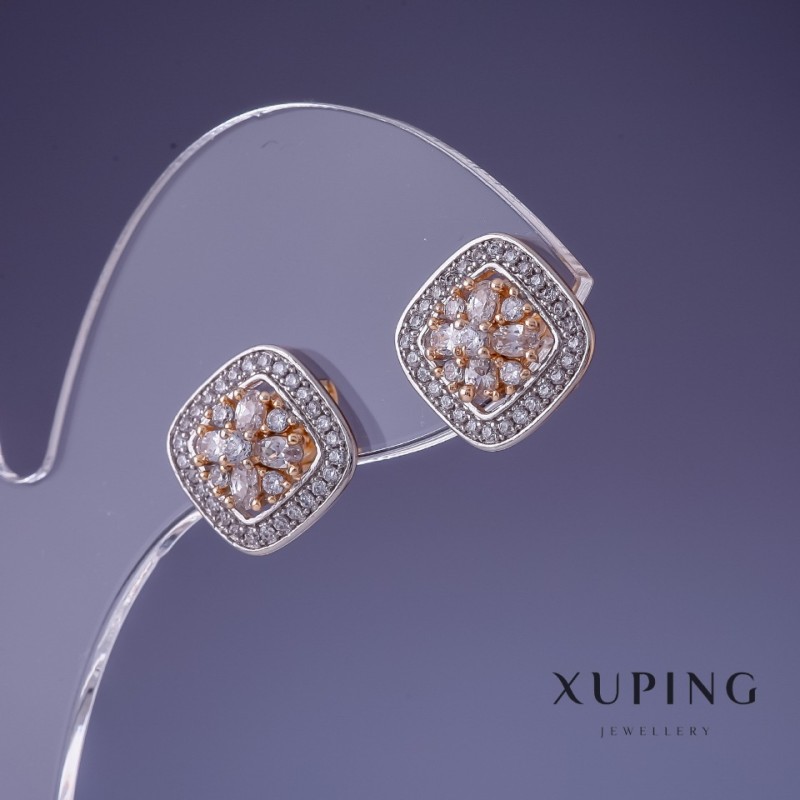 Srebrne kolczyki Xuping 12 mm „rodowane, pozłacane 18K”
