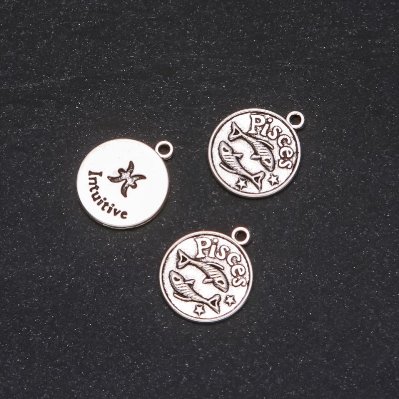 Wisiorek Zodiak Ryby, średnica 17 mm, opakowanie 20 g ± 10 szt.